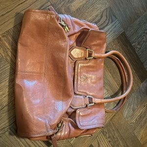 Cole Haan Tan leather Flap Brooke Tote Bag